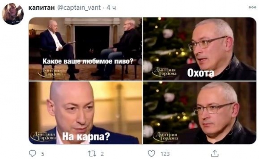 Periodista ucraniano Gordon, bromeó en una entrevista con Jodorkovski y creó un nuevo meme