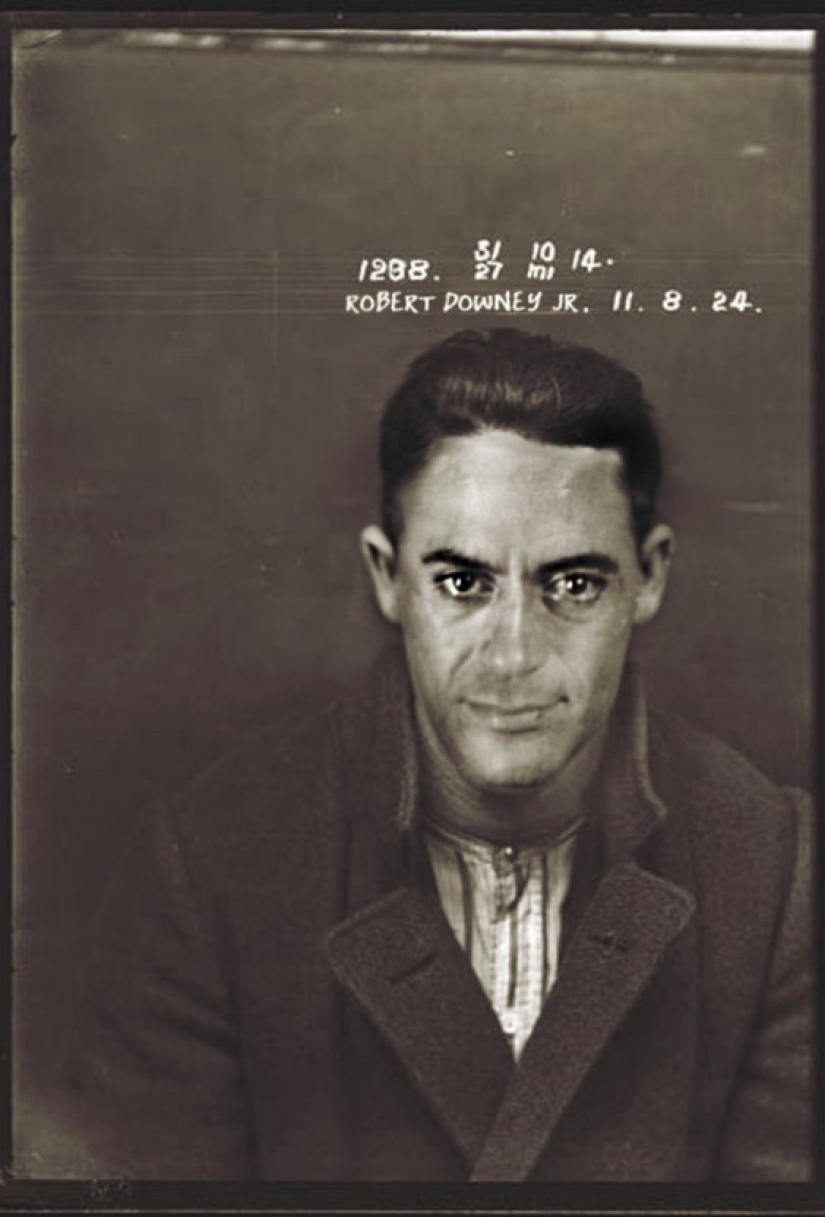 Photos of celebrities in the criminal retro style