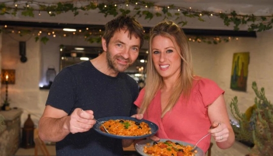 Quarantine in style: the couple had transformed the garage into a stunning Spanish restaurant