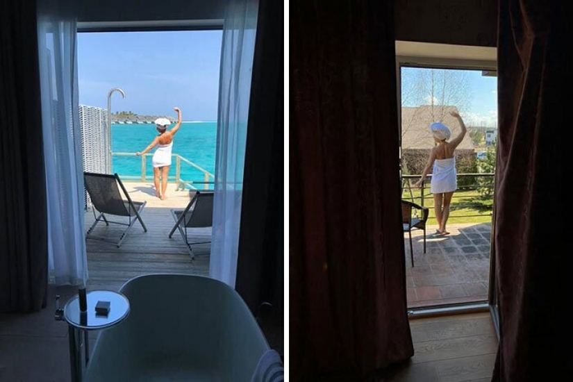 Remember where we were! People recreate photos from travels, sitting in quarantine
