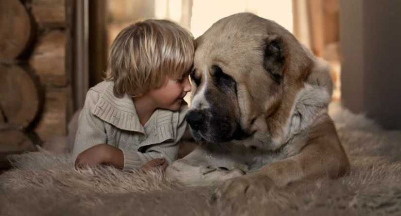 Russian woman creates stunning photographs of your children with animals in the village