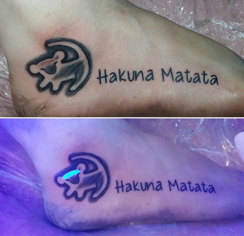 Secret of tattoo: designs and drawings that are visible only under UV light