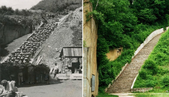 "Stairway of the dead" in the Austrian concentration camp Mauthausen "Stairway of the dead" in the Austrian concentration camp Mauthausen