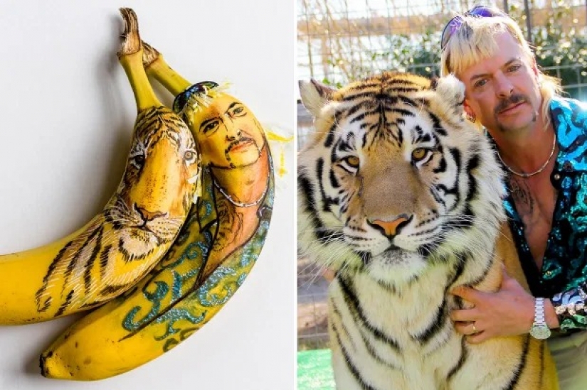 Talented artist carves celebrity portraits on... bananas