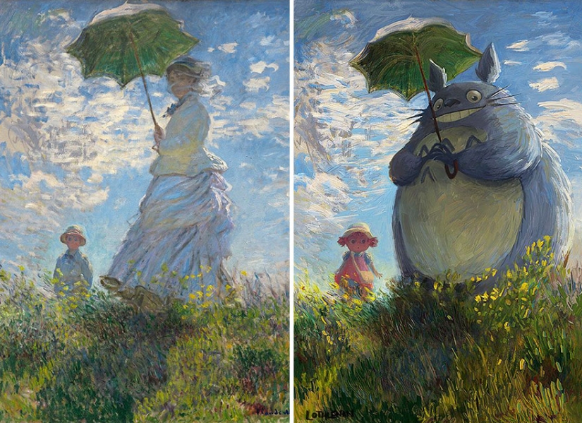 The artist adds to the classic paintings of anime characters