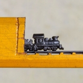 The artist cut the pencil slates of tiny masterpieces