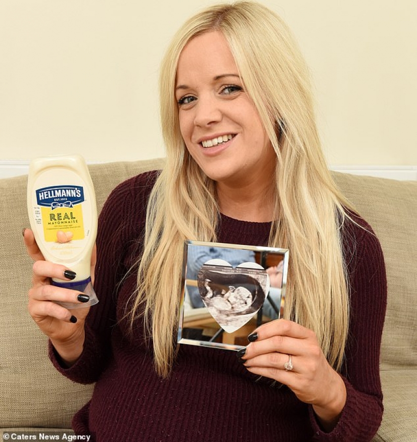 The child of a jar of mayonnaise and that the couple conceived the baby using non-traditional way