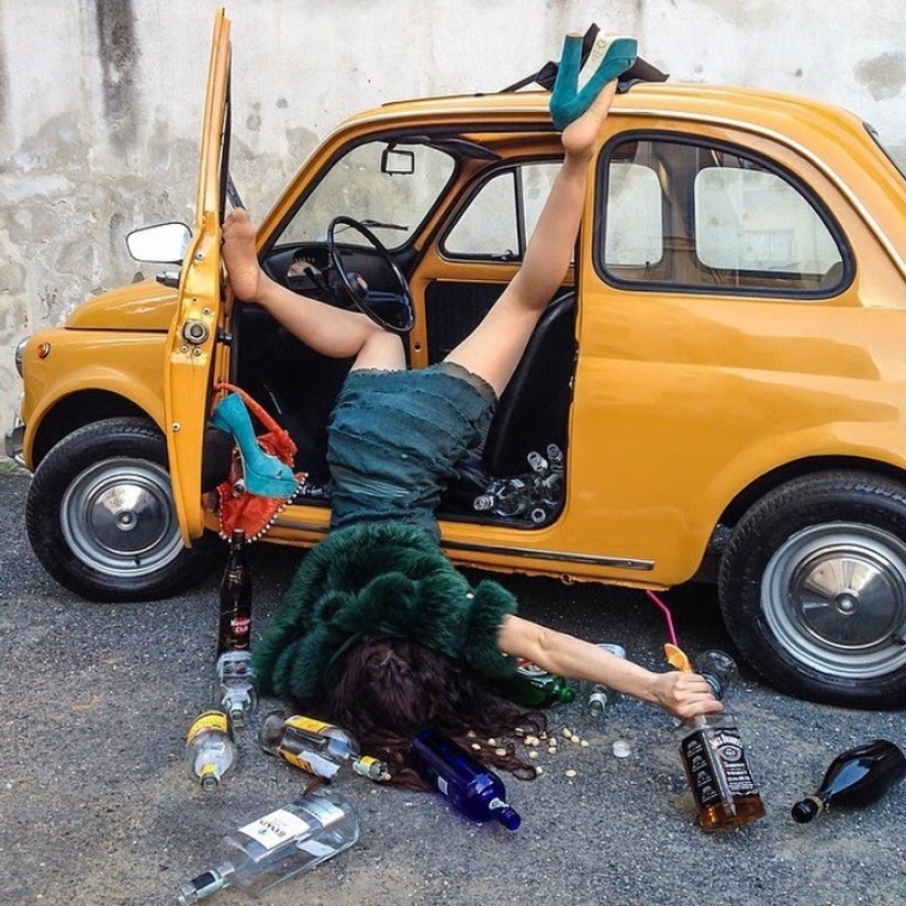 The collapse and fall of the illusions of life: funny pictures about staged accidents