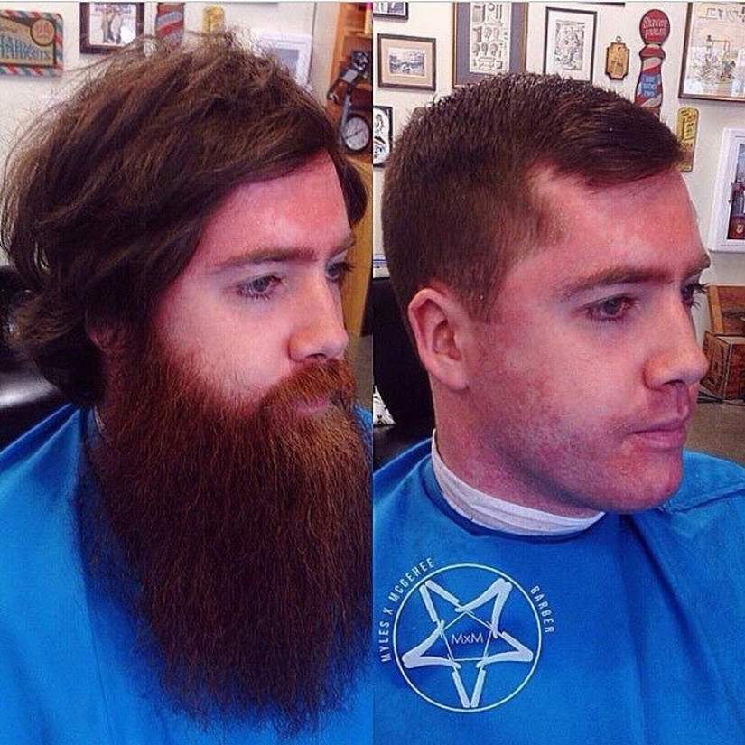The difference is obvious: converts 20 men before and after they got a haircut and shaved