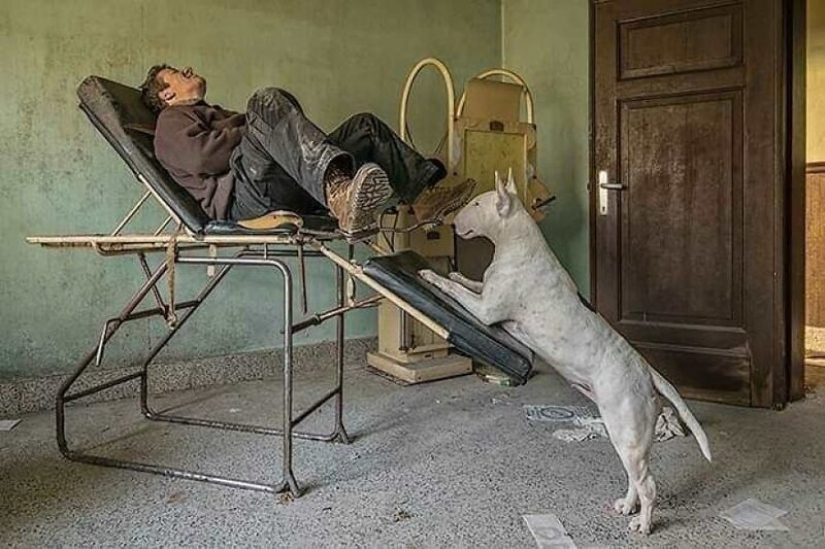The photographer and her pit bull talk about the rules of life in the coronavirus