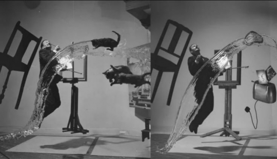 The photographer shot the iconic photo of Salvador Dali, replacing the cats with a toaster