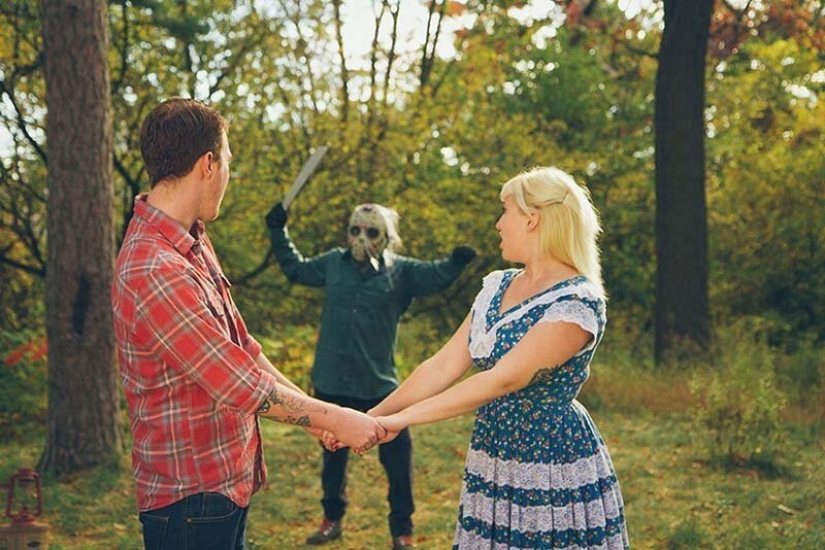 "Till death do us part": prenuptial photo shoot in the style of horror movies