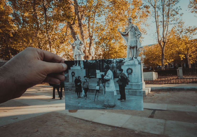 Una ventana al pasado: un residente de Bakú, que combina fotos antiguas con las modernas tipos