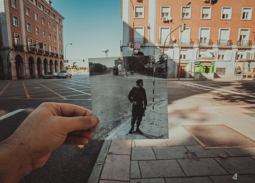 Una ventana al pasado: un residente de Bakú, que combina fotos antiguas con las modernas tipos