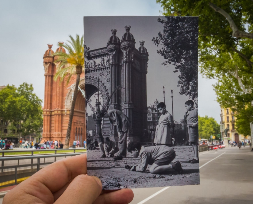 Una ventana al pasado: un residente de Bakú, que combina fotos antiguas con las modernas tipos