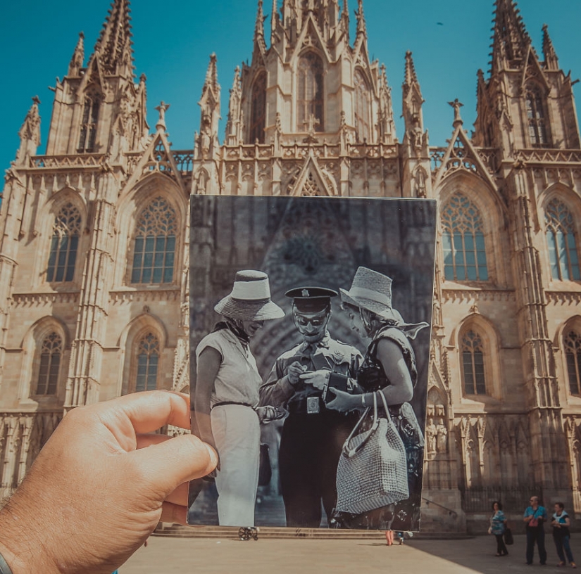 Una ventana al pasado: un residente de Bakú, que combina fotos antiguas con las modernas tipos