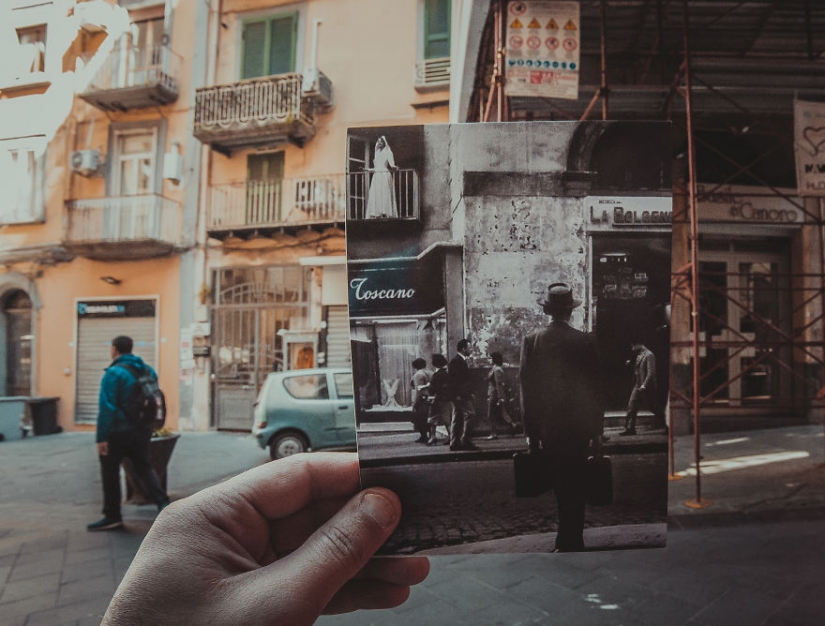 Una ventana al pasado: un residente de Bakú, que combina fotos antiguas con las modernas tipos