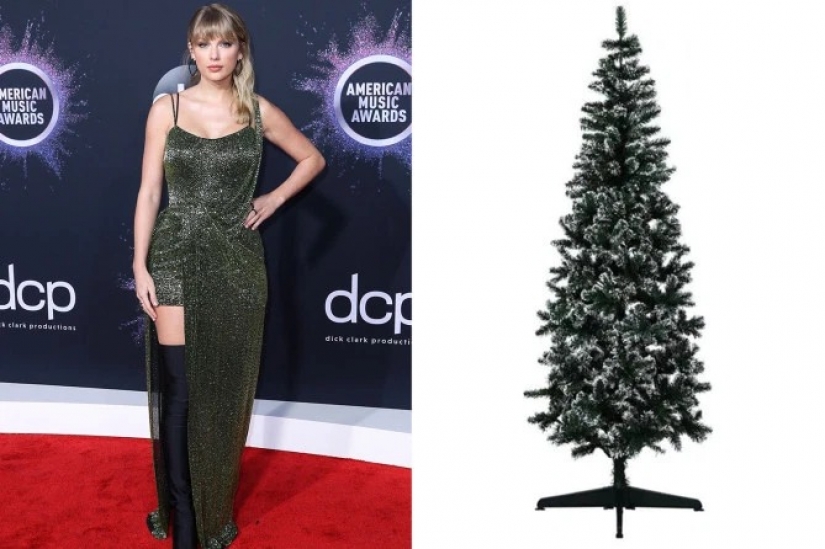 Vestida para la ocasión estrellas como árbol de Navidad: 13 imágenes de moda de las celebridades y los árboles de Navidad en el mismo estilo