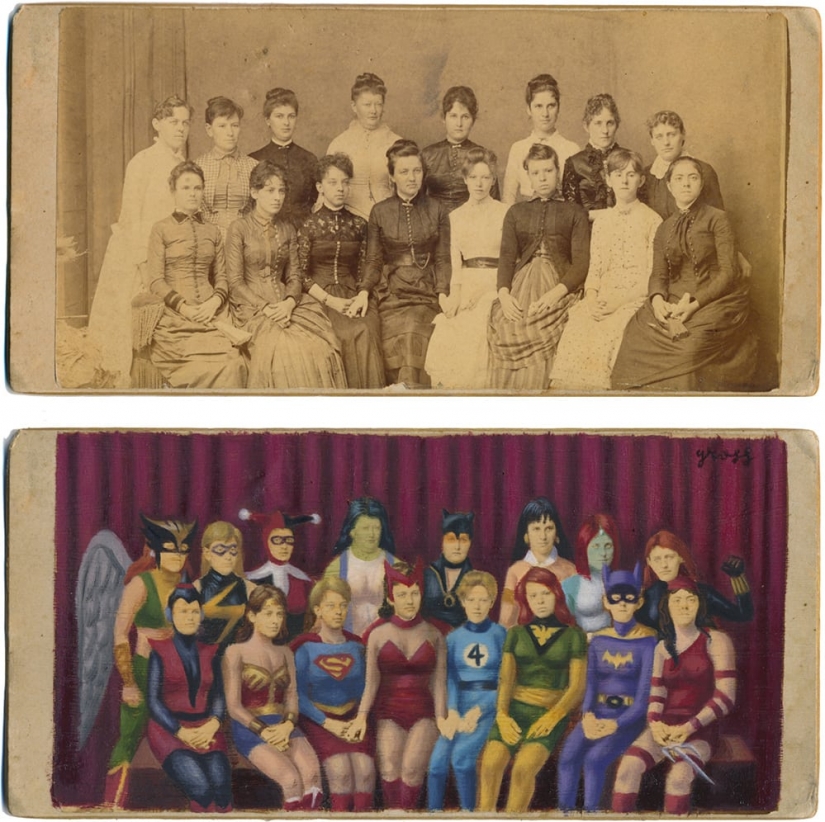 Victorian superheroes: the artist adds pop culture to vintage photo