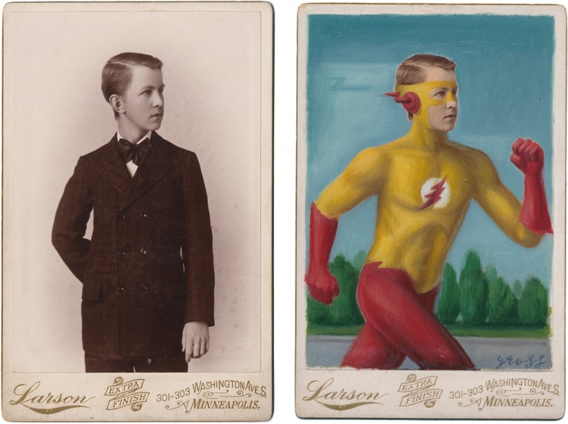 Victoriano superhéroes: el artista agrega la cultura pop vintage de la foto