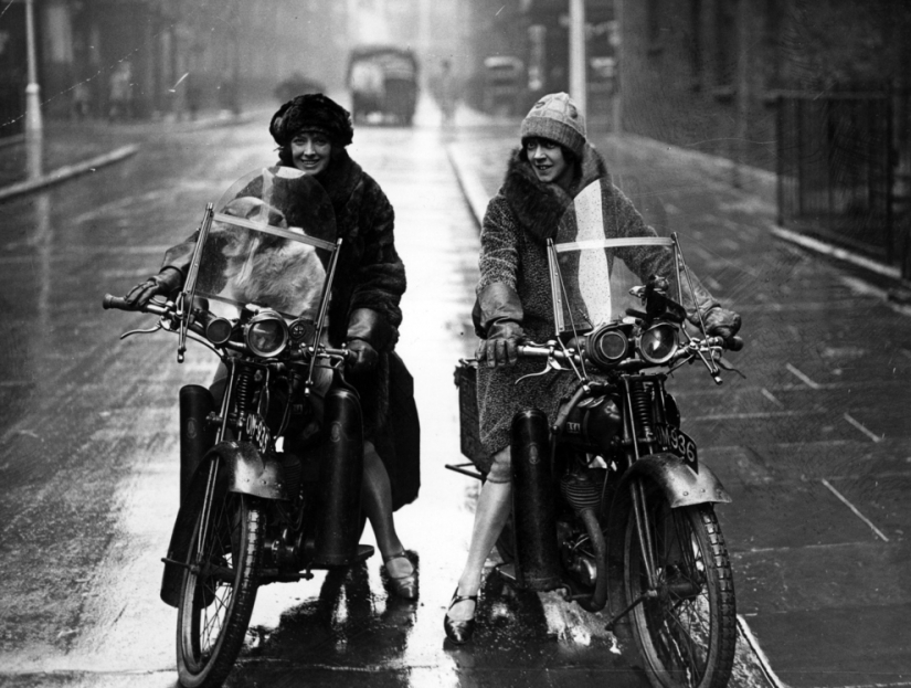 Vintage photo cool girls on motorcycles