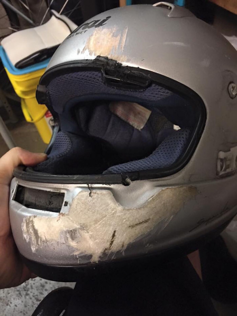 Watch your head: victims in accidents shared the photos of helmets that saved their lives