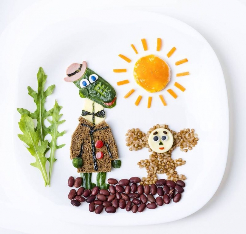 10 ways to turn children's Breakfast in the cartoon on the plate