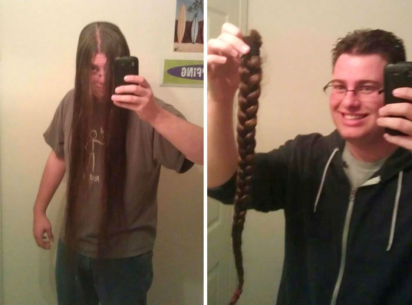 20 photos of people before and after they cut his long hair