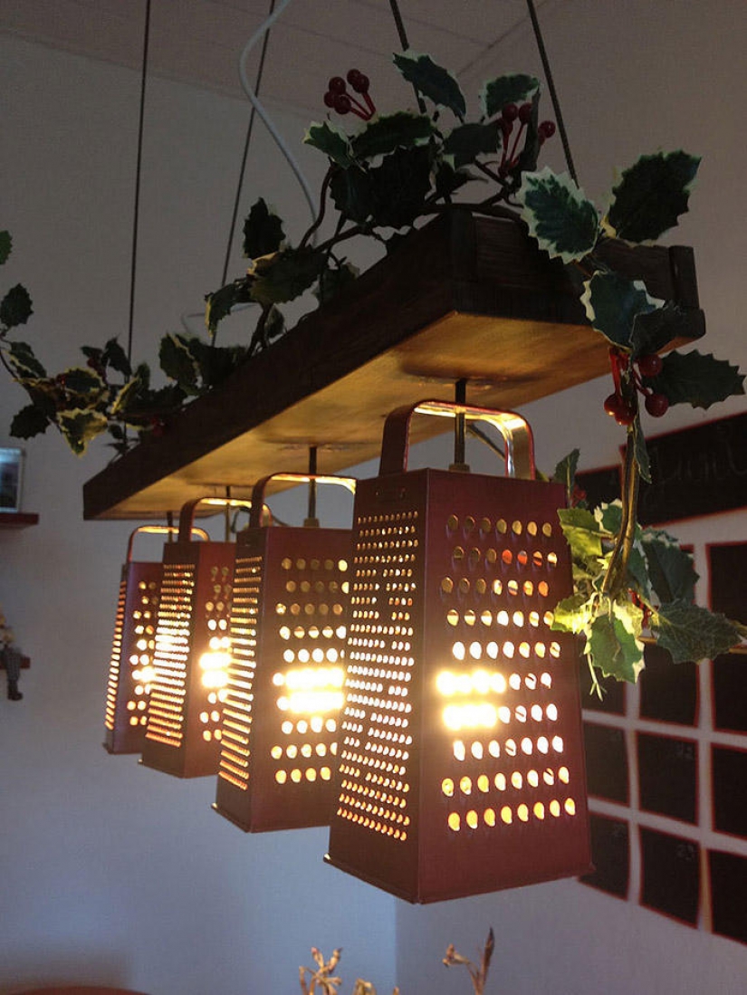 22 ideas para hacer lámparas y lámparas de araña de objetos cotidianos