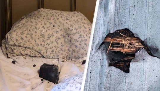 A Canadian resident was woken up by a meteorite that fell into her bed