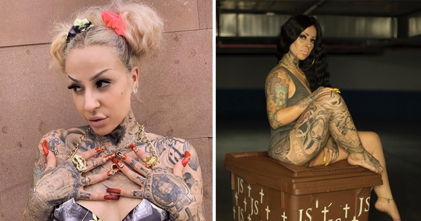 A model from Spain got her first tattoo at 15 and decided to paint the whole body with the help of her husband