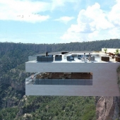 A partir de la altura de vuelo de los pájaros: un proyecto muy interesante, bar en la roca