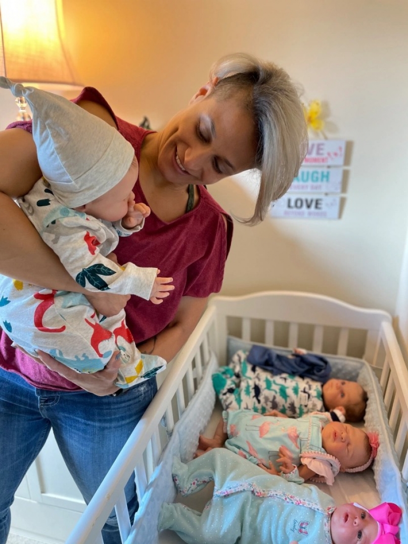 American woman takes care of realistic babies to drown out the pain of parting with her own children