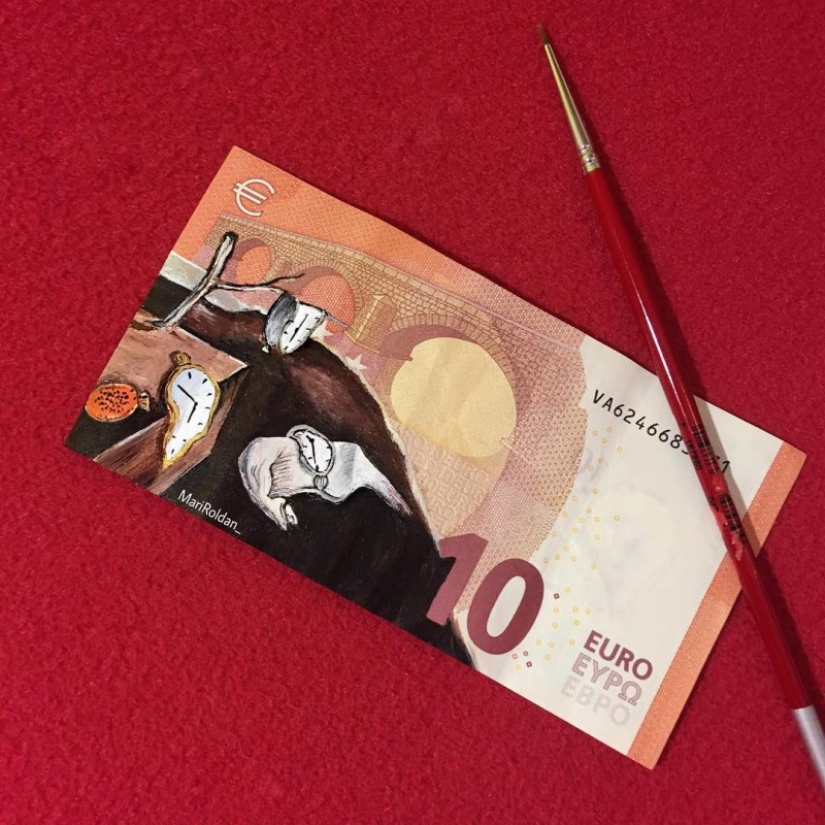 Art worth more than money: the Spaniard draws elegant patterns on the banknotes of 50 Euro