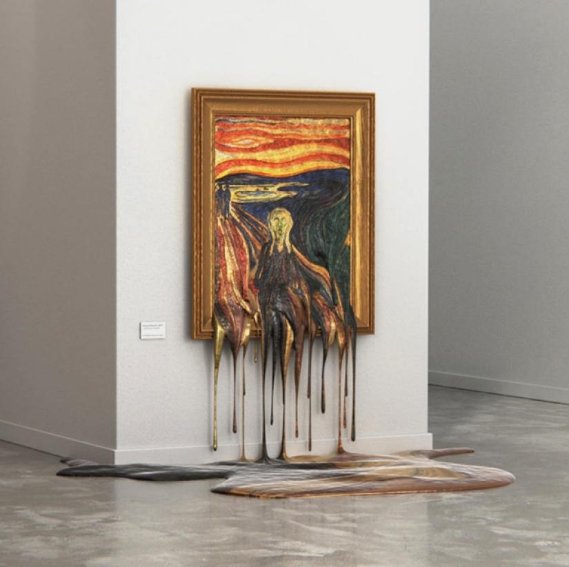 Arte caliente: ¿cómo se ven las pinturas famosas, "drenadas" en el suelo
