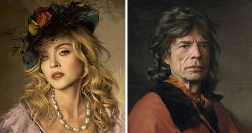 Artista francés pinta retratos de celebridades en estilo clásico