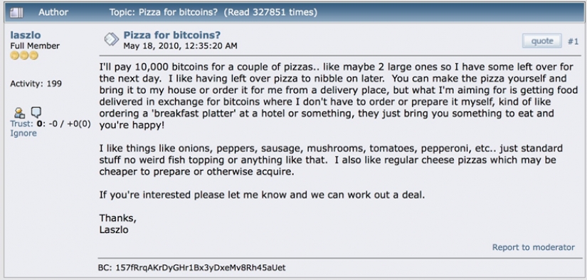 As a simple programmer from Florida, bought two pizzas for $ 83 million