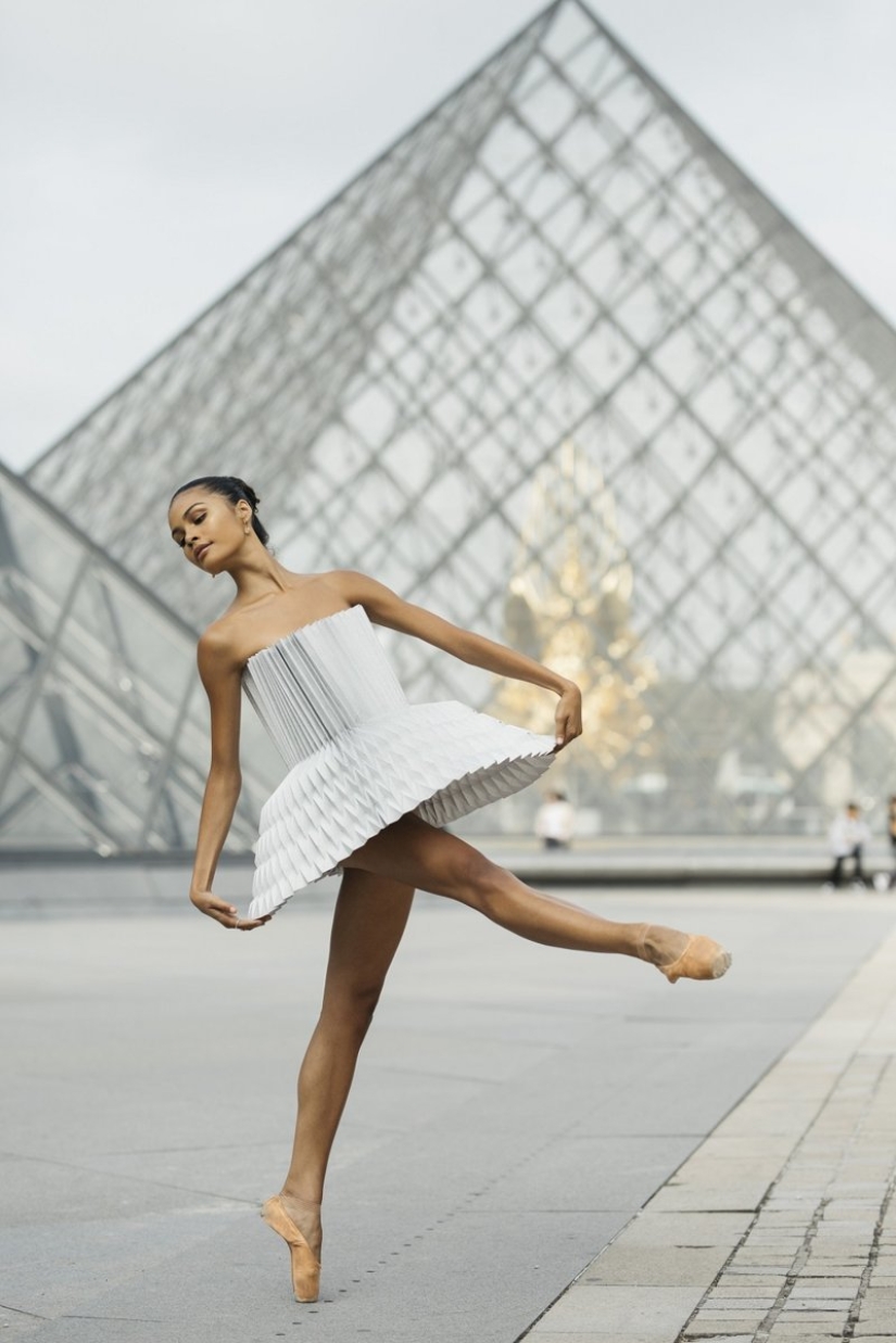 Ballerinas in origami tutus in an unusual photo project called "Plie"