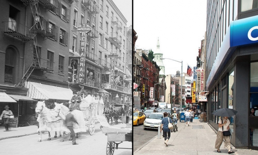 Before and after: old photos of new York city photographed from the same angle