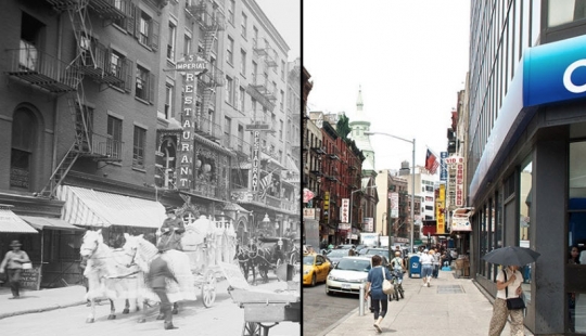 Before and after: old photos of new York city photographed from the same angle