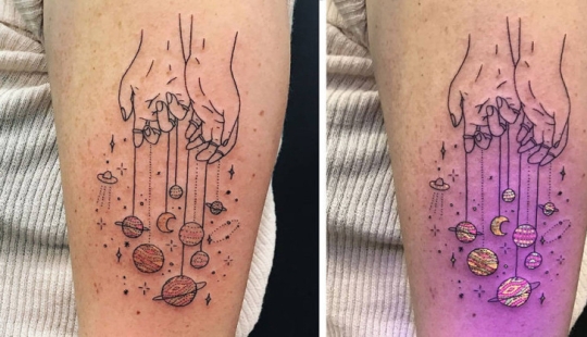 "Burn, burn, my star": tattoos that change under ultraviolet light