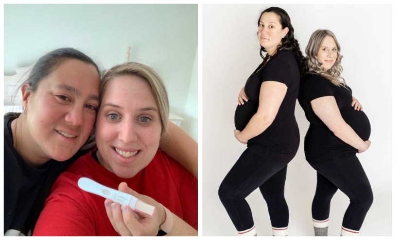 Cómo las esposas lesbianas simultáneamente quedaron embarazadas y dieron a luz a " gemelos»