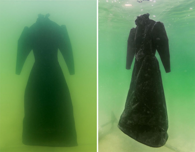 Cómo un vestido negro se convirtió en una escultura salada en el fondo del mar
