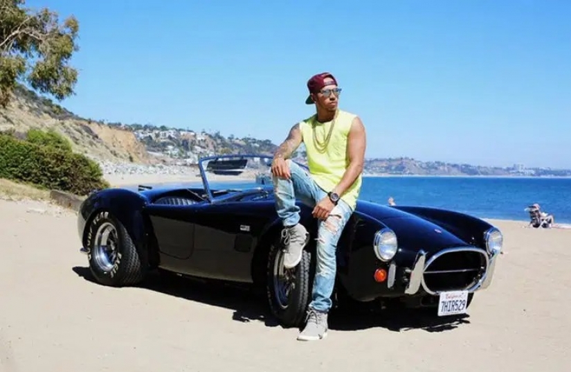 Cool guy on cool cars: a chic collection of cars of the racer Lewis Hamilton