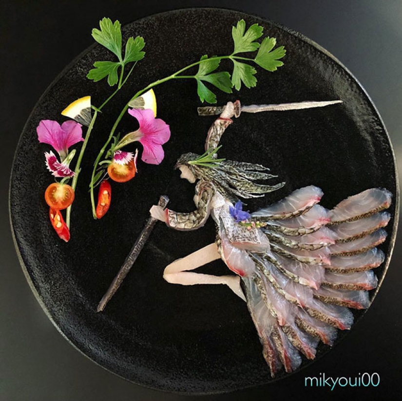 Culinary art plates: Japanese chef turns cutting fish into real masterpieces