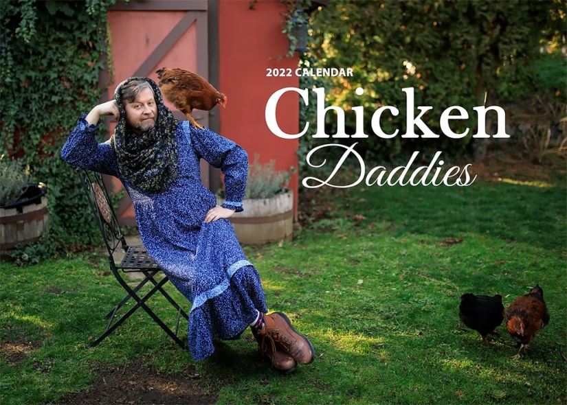 Daddies and chicks in the funny Chicken Daddies calendar for 2022