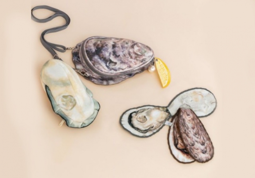 Delicacy on the shoulder: a Japanese firm has created an oyster-shaped handbag