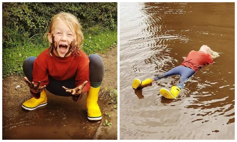 Dirty parenting: Mother lets daughter wallow in puddles for self-expression