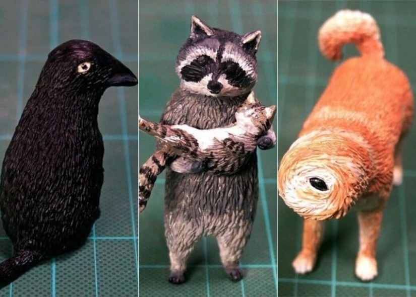 El artista crea las figuras de los animales en el divertido meme de Internet