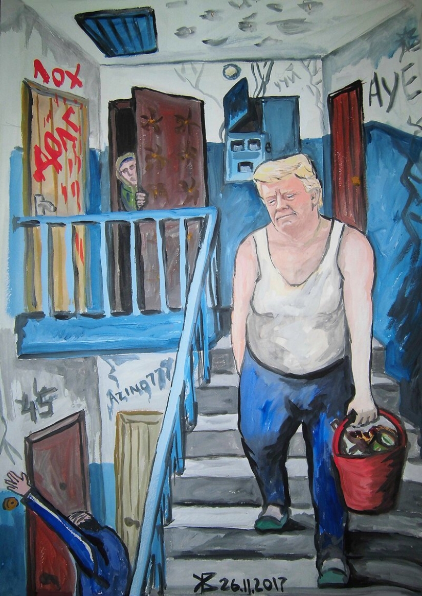 "El triunfo de nuestro": el artista de Ulyanovsk, presenta la vida de Donald trump en la provincia rusa